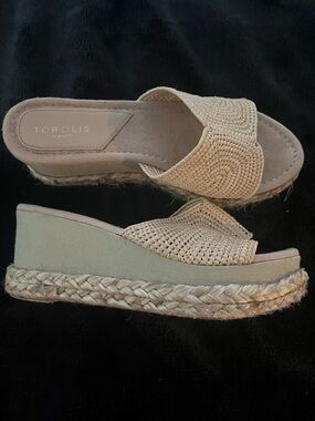 Torgeis Style Woven Espadrille Platform Slide - Neutral Beige